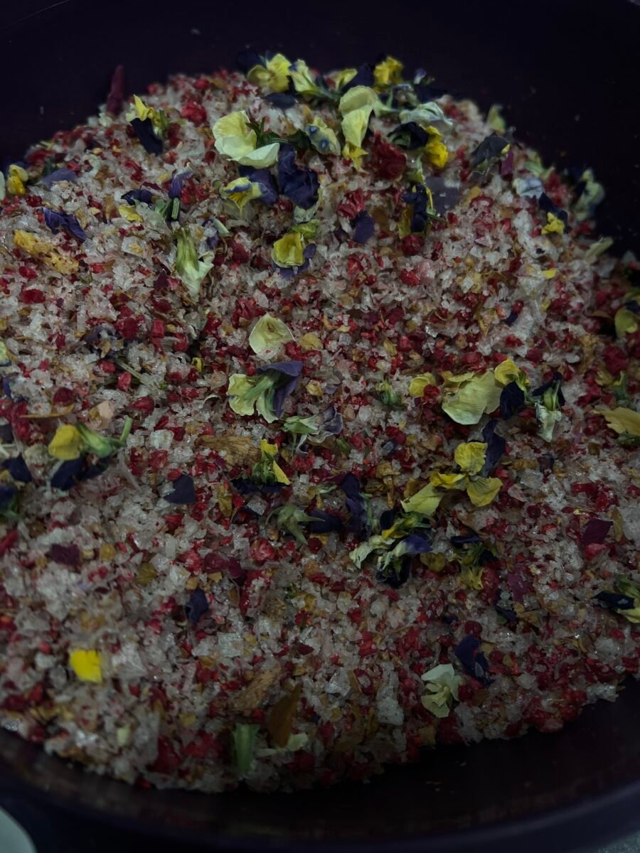 Salt flakes with roses