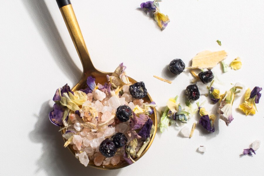 Celery salt with pansy blossom - addition Celery salt with pansy blossoms