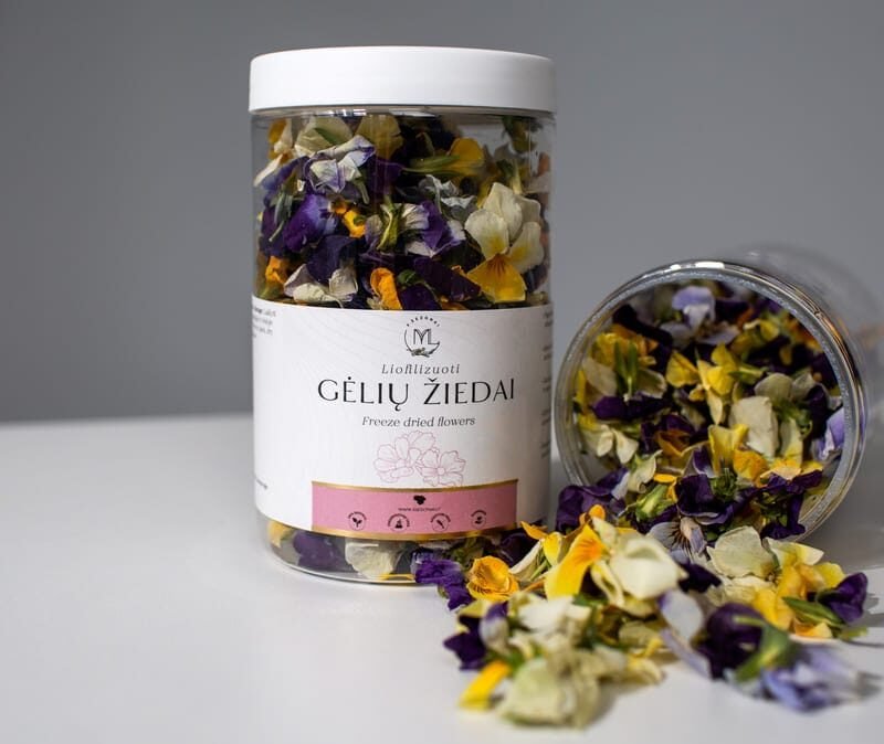 Liofilizuoti našlaičių žiedai