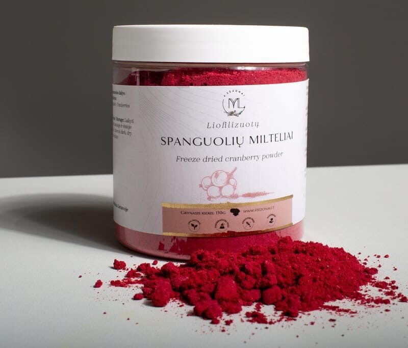 Liofilizuotų spanguolių milteliai