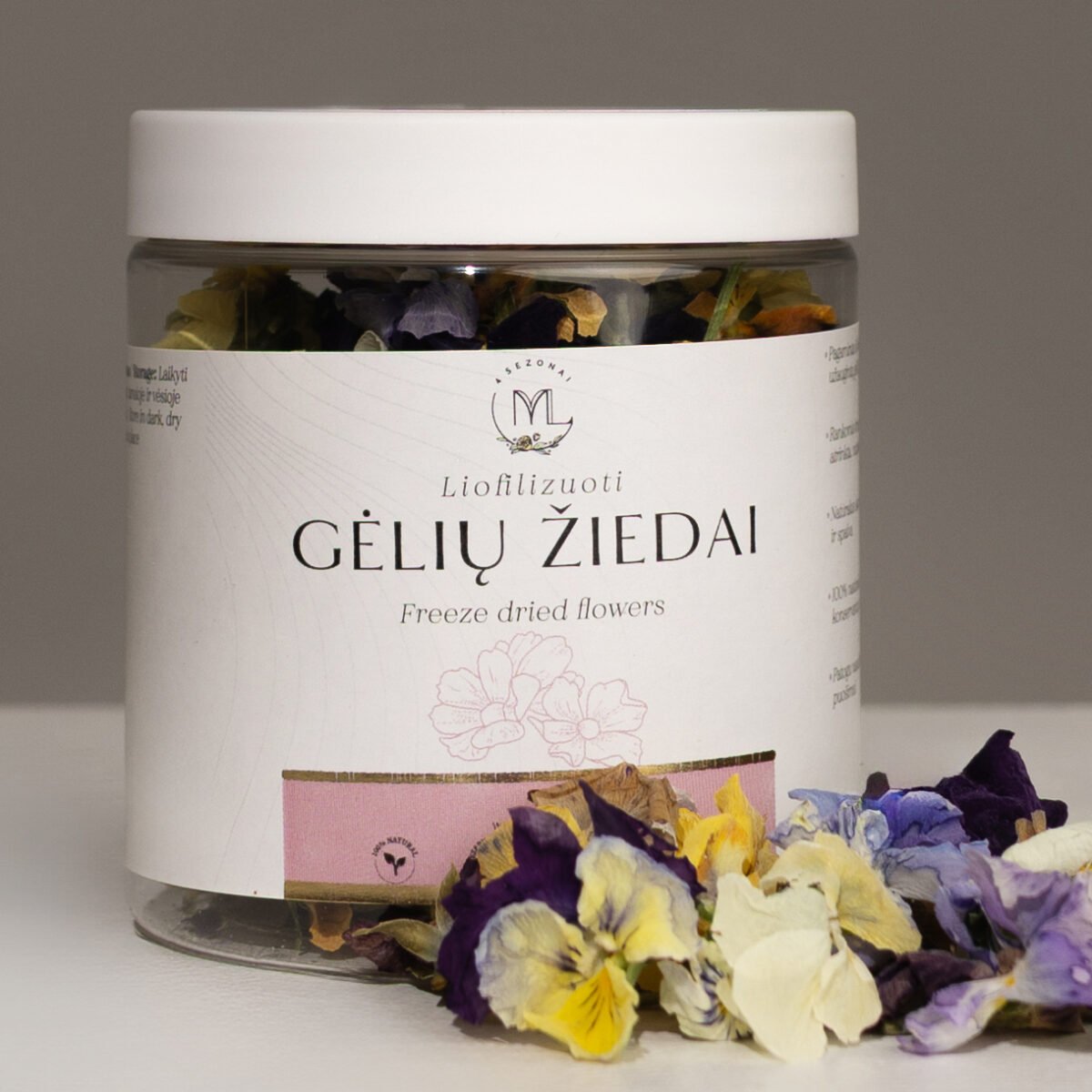 liofilizuoti ziedai valgomos geles